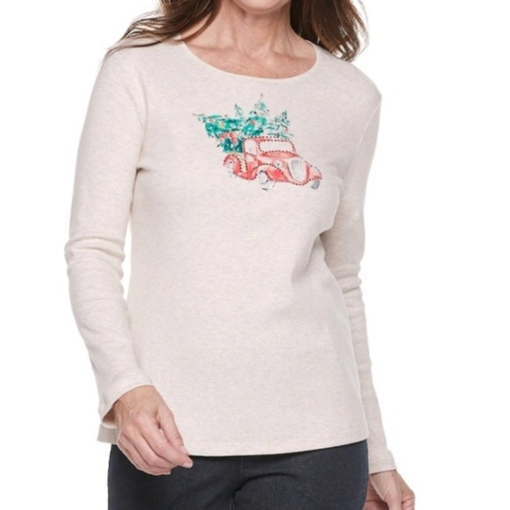 {Croft & Barrow} Red Truck Christmas Long Sleeve Tee